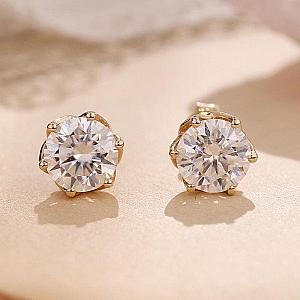 Lab Grown Diamond Stud Earrings: 14k Gold Minimalist Screw Backs