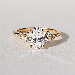 Oval Lab Grown Diamond Engagement Ring: Solitaire Wedding Ring, Solid Gold - Image 2