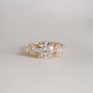 Three Stone Lab Grown Diamond Engagement Ring: Wide Band Anniversary Ring - Image 2