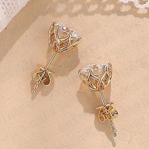 Lab Grown Diamond Stud Earrings: 14k Gold Minimalist Screw Backs - Image 3