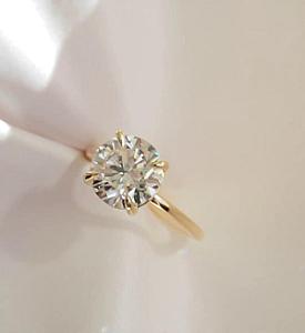 3.00 Carat Round Cut Lab Grown Diamond Ring: 14k Yellow Gold Solitaire - Image 5