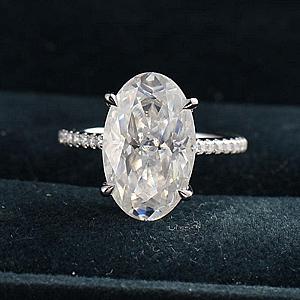 Oval Moissanite Engagement Ring: 3.0 CT, Hidden Halo, Cathedral Setting - Image 6