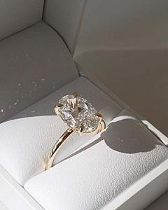 4 CT Oval Lab Diamond Engagement Ring: Hidden Halo, Solid Gold - Image 8