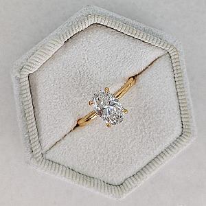 Oval Lab Grown Diamond Engagement Ring: Solid Gold Solitaire Wedding Ring - Image 5