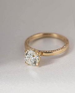 2 Carat Lab Grown Diamond Ring: 14k Yellow Gold Hidden Halo Engagement Ring - Image 5