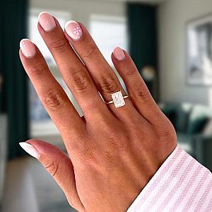 3 Carat Emerald Cut Lab Grown Diamond Engagement Ring - Hidden Halo, Double Claw Prongs - Image 6