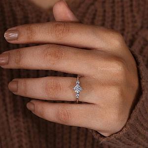 Lab Grown Diamond Ring: Princess Cut Three Stone Compass Prong - Image 5