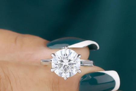 3.5 CT Round Moissanite Engagement Ring: 14k Gold 6-Prong Solitaire - Image 5