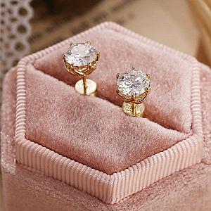 Lab Grown Diamond Stud Earrings: 14k Gold Minimalist Screw Backs - Image 6