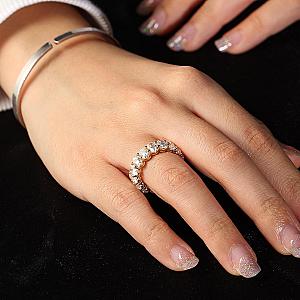 Oval Moissanite Half Eternity Band: Handmade Gold Anniversary Ring - Image 6