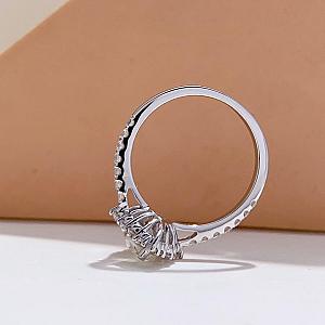 Marquise Cut Moissanite Halo Engagement Ring: Pave Set Bridal Ring - Image 4