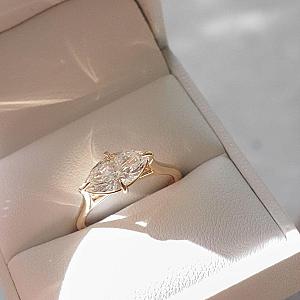 East West Marquise Lab Grown Diamond Engagement Ring - 14k White Gold - Image 2