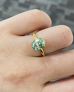 3 CT Green Oval Moissanite Engagement Ring: 14K Gold Solitaire Promise Ring - Image 5