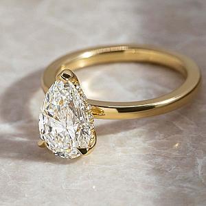 Pear Cut Lab Grown Diamond Engagement Ring: 14k Gold Solitaire, IGI Certified - Image 3