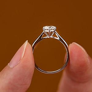 Round Lab Grown Diamond Solitaire Ring: Solid Gold Wedding, Anniversary - Image 6
