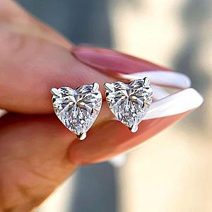 Heart Lab Grown Diamond Stud Earrings: 0.5-5 TCW, Solid Gold, Screw Back - Image 4