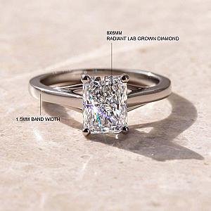 Radiant Cut Lab Grown Diamond Engagement Ring: 14k Gold Solitaire, IGI Certified - Image 2