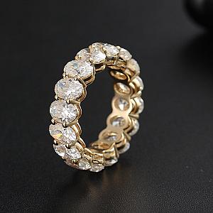Oval Moissanite Half Eternity Band: Handmade Gold Anniversary Ring - Image 1