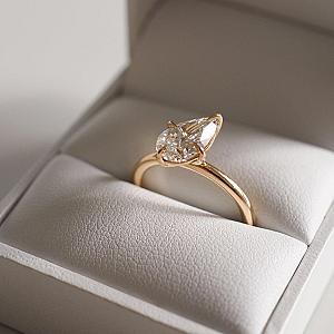 Lab Grown Pear Diamond Engagement Ring: Certified Solitaire, 0.50-3.0 CT - Image 1