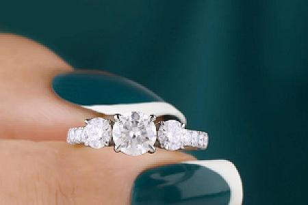 1 CT Round Moissanite Engagement Ring: 14K White Gold Pave Anniversary Ring