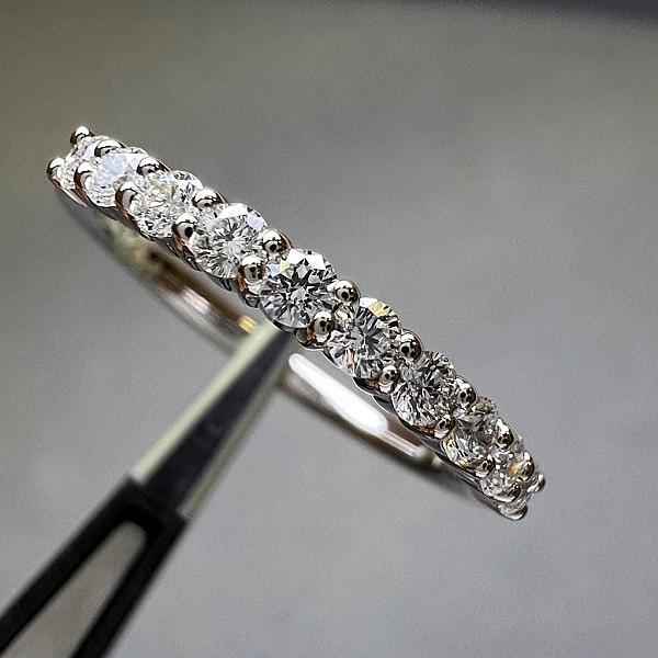 14K Gold Lab Grown Diamond Wedding Band: Half Eternity Ring