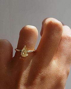 Yellow Pear Cut Lab Diamond Engagement Ring: 14K Gold Anniversary Ring - Image 6