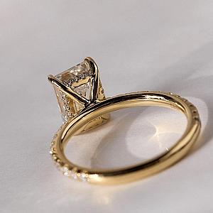 Lab Grown Emerald Cut Diamond Engagement Ring: Pave Hidden Halo - Image 6