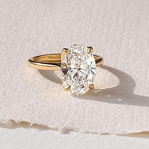 4 CT Oval Lab Grown Diamond Engagement Ring - 18k Yellow Gold - Image 1
