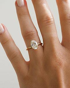2 Carat Oval Lab Grown Diamond Engagement Ring: Solid Gold Solitaire - Image 3