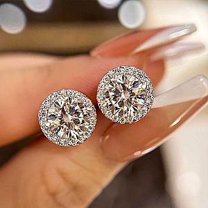 Lab Grown Diamond Halo Stud Earrings: 14K Gold Minimalist Style - Image 4