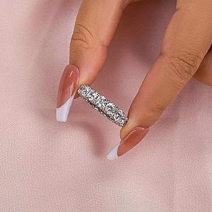 U Prong Micro Pave Round Diamond Full Eternity Wedding Band, 4.50 MM Round Lab Grown Diamond Band, Anniversary Gift for Her, Stackable Band - Image 7