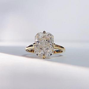 5.0 CT Radiant Cut Moissanite Engagement Ring: Solid Gold Solitaire - Image 1