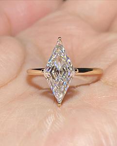 Lozenge Cut Moissanite Engagement Ring: 14K Gold Modern Wedding Ring