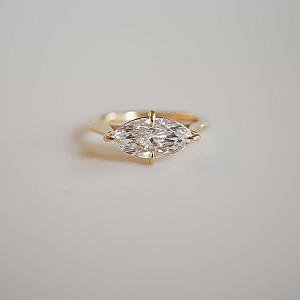 East West Marquise Lab Grown Diamond Engagement Ring - 14k White Gold - Image 1