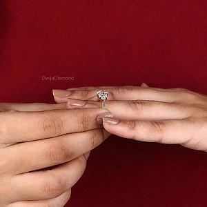 Oval Lab Diamond Engagement Ring: Art Deco Wedding Ring, Solid Gold - Image 3