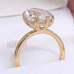 Marquise Cut Lab Grown Diamond Hidden Halo Engagement Ring - Image 2
