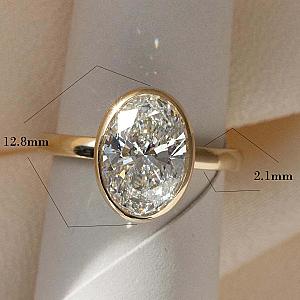 Oval Lab Grown Diamond Ring: 14K Gold Bezel Solitaire, IGI Certified - Image 2