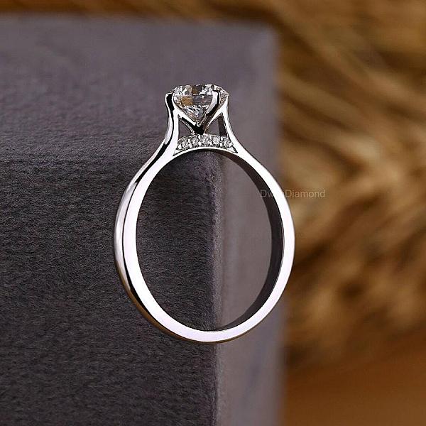Lab Grown Diamond Ring: Round Solitaire, Compass Prong, Real Gold