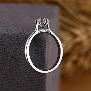 Lab Grown Diamond Ring: Round Solitaire, Compass Prong, Real Gold