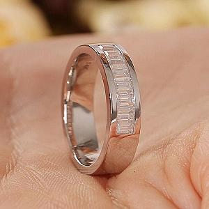 Baguette Moissanite Wedding Band: 14K White Gold Channel Set Ring - Image 5