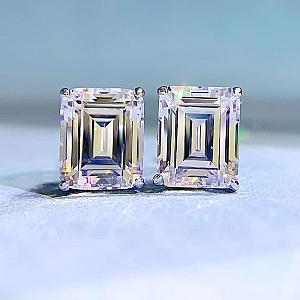 Emerald Cut Lab Grown Diamond Stud Earrings: Solid Gold Solitaire - Image 6