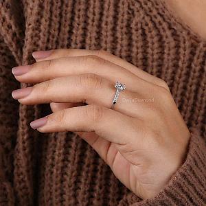 Lab Grown Oval Diamond Engagement Ring: Hidden Halo, Solid Gold - Image 5