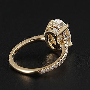 Oval Moissanite Engagement Ring: 14k Gold Hidden Halo, Half Eternity Band - Image 3