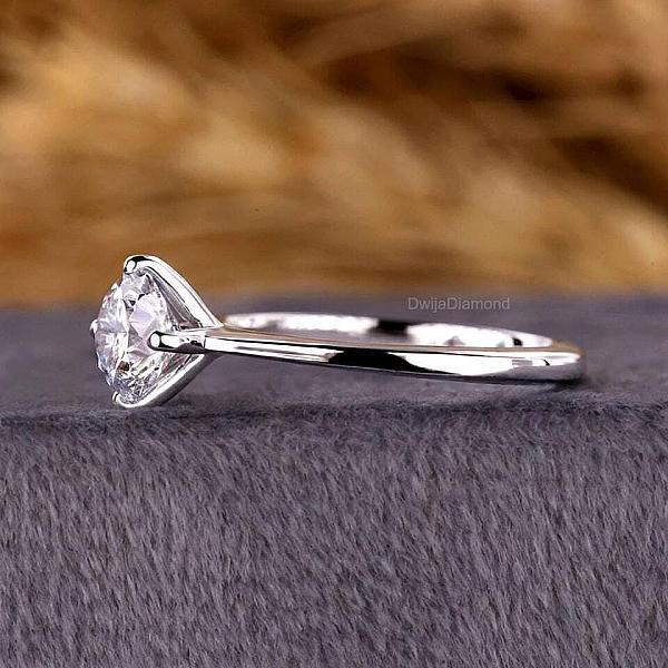 Lab Grown Diamond Engagement Ring: Round Solitaire, Gold Promise Ring