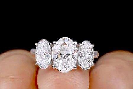 3CT Oval Moissanite Engagement Ring: Three Stone 14K Gold Wedding Ring - Image 7