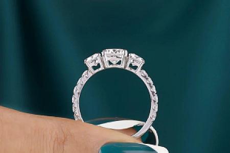 1 CT Round Moissanite Engagement Ring: 14K White Gold Pave Anniversary Ring - Image 6