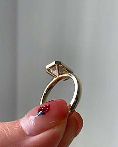 Emerald Cut Lab Grown Diamond Engagement Ring: 14k Yellow Gold Bezel Solitaire - Image 4