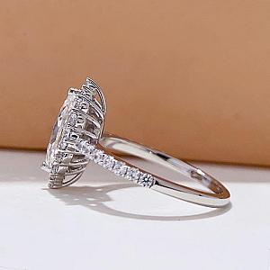 Marquise Cut Moissanite Halo Engagement Ring: Pave Set Bridal Ring - Image 8