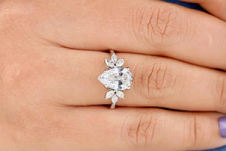 Handmade 2.87 Ct Pear Moissanite Engagement Ring: 18K White Gold - Image 3