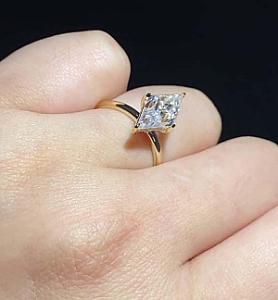 Lozenge Cut Moissanite Engagement Ring: 14K Gold Modern Wedding Ring - Image 7